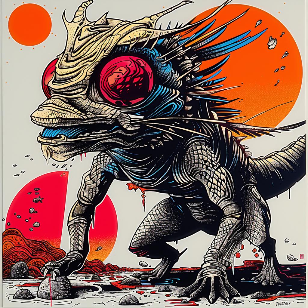 lizard  poster  Japanese  lettering  colorful  graphic  design  creature  animal  illustration 948781