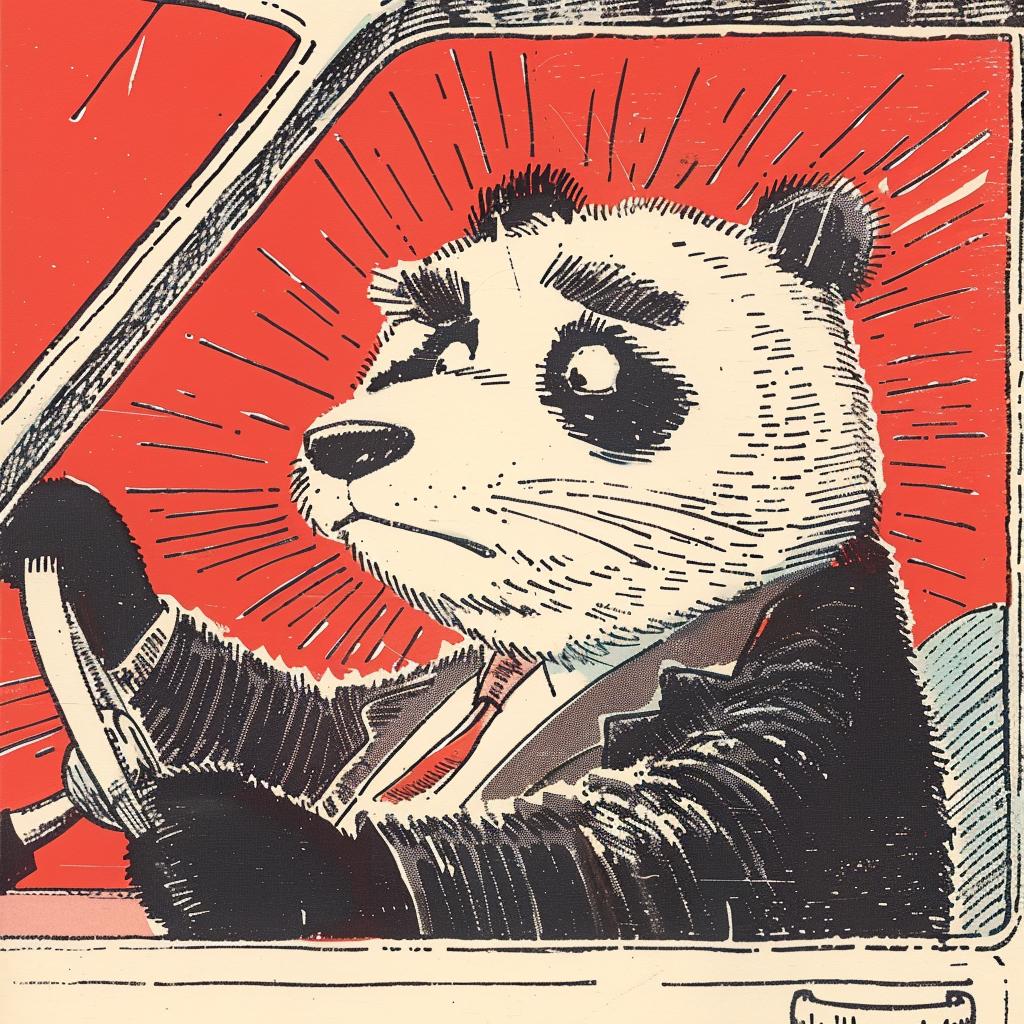 panda  angry  car  road  rage  cartoon  Moebius  Bachalo  comical  character 923217