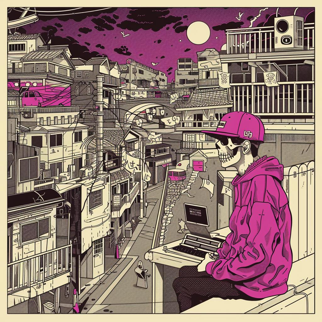 surreal  poster  man  pink  hat  hyper-realistic  screenprinting  axonometric  Toshio  Saeki 961714