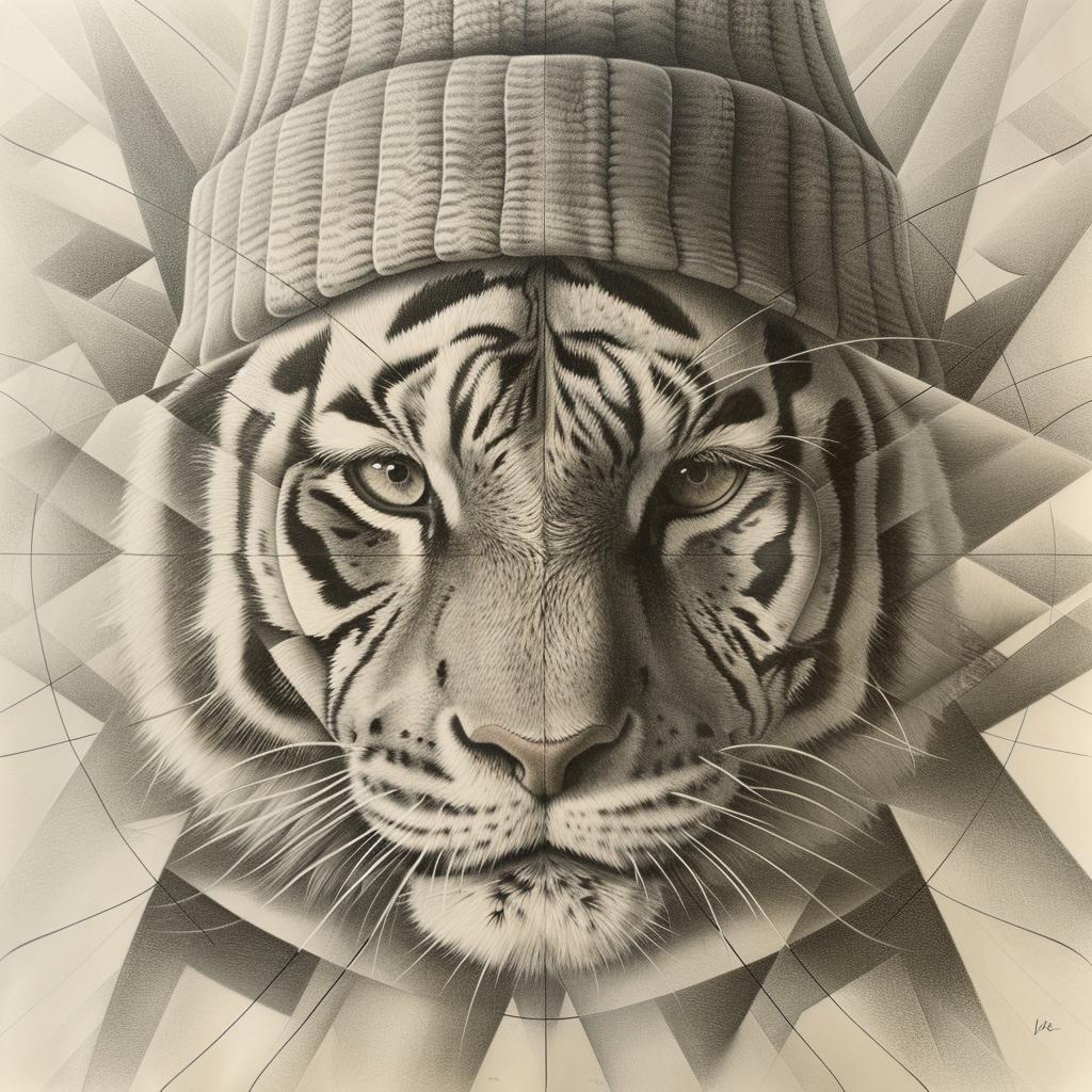 tiger  cap  happy  portrait  colorful  whimsical  animal  playful  drawing  adorable 944552
