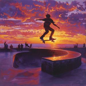 skateboarder  kickflip  sunset  action  urban  energy  dynamic  sports  painting  freestyle 1079888