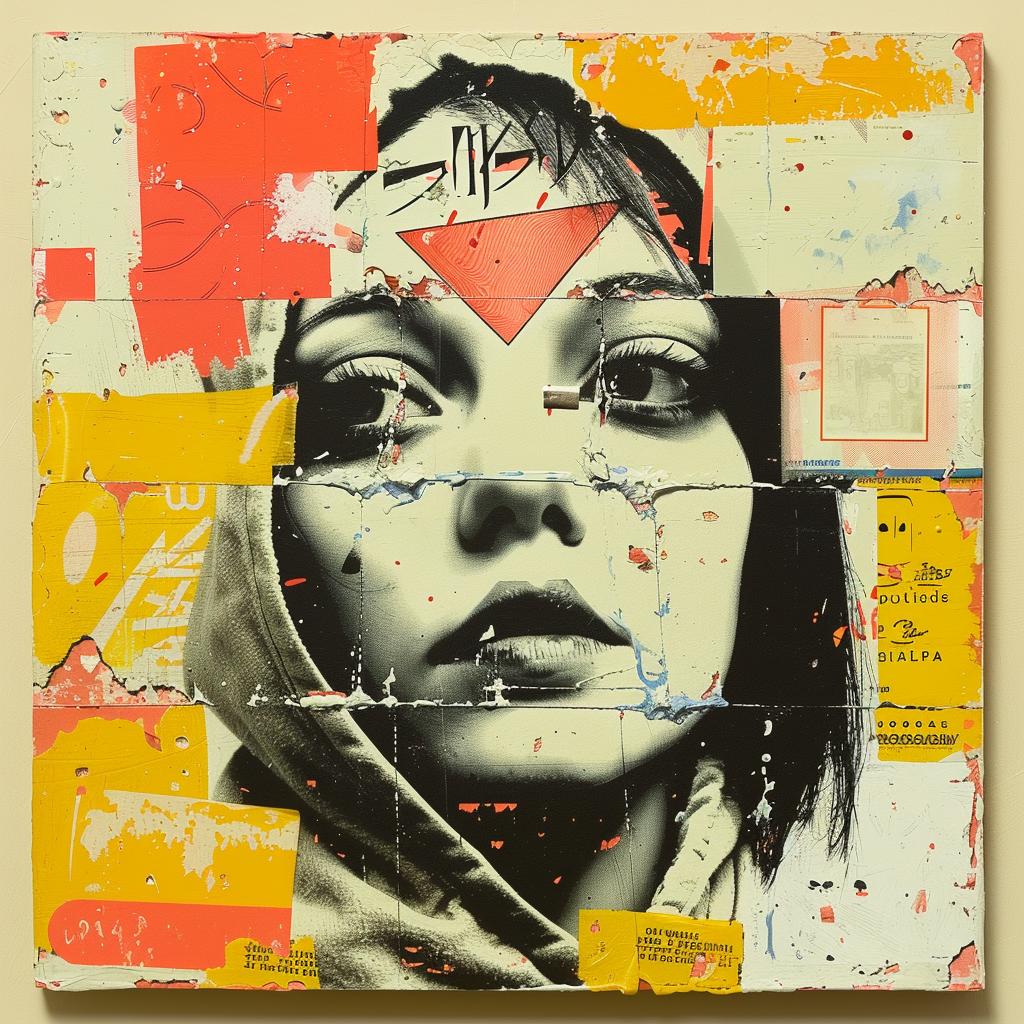impasto  painting  woman  face  red  triangle  abstract  colorful  female  expression 1015723