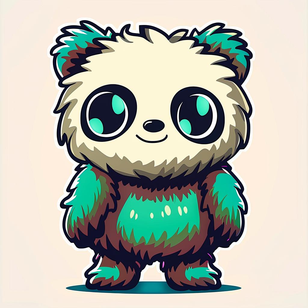 cartoon  panda  bear  big  eyes  green  fur  cute  funny  character 962390