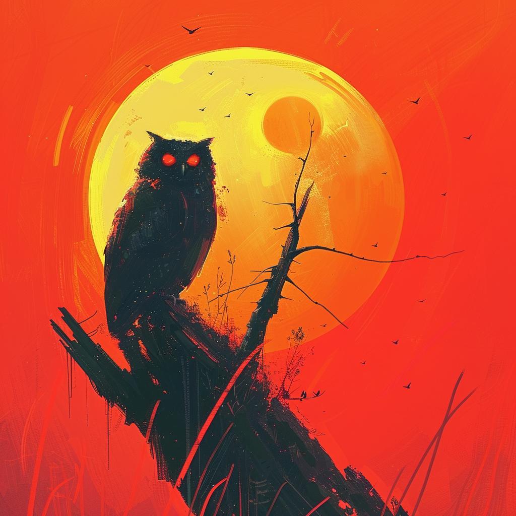owl  moon  branch  black  red  night  abstract  minimal  stylized  magical 941427