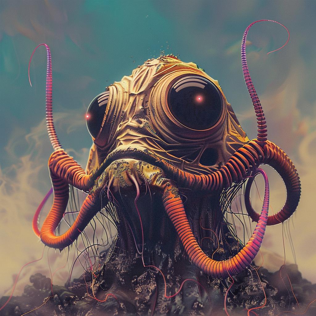 alien  head  tentacles  creature  surreal  fantasy  weird  digital  illustration  color 967256