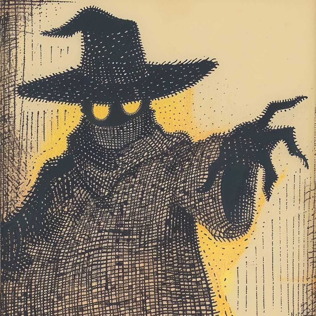 رسم قبعة ساحرة ومعطف وشخصية فنية غامضة وخيالية 917353