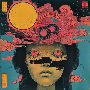 woman  sun  head  album  cover  surreal  symbolist  risograph  hyper-realistic  illustration 1078563