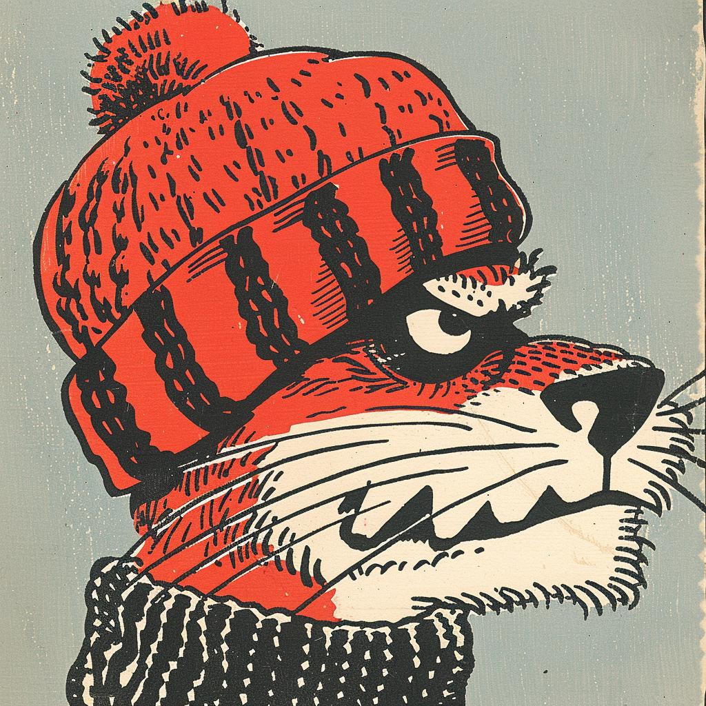 skullface  portrait  vibrant  comic  illustration  1950s  cap  fox  hat  scarf 921586