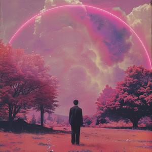album  EDM  electronica  holography  infrared  moon  man  surreal  pink  art 1060544
