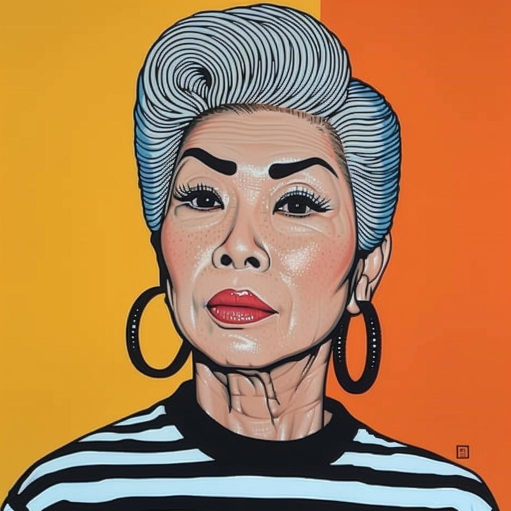 art  portrait  woman  striped  shirt  older  Asian  graceful  age  warmth 972360