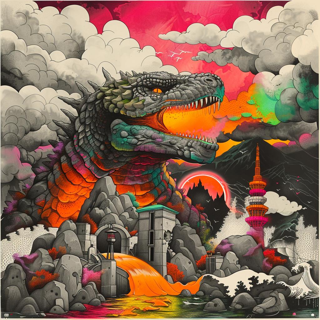 poster  dragon  clouds  Japanese  art  design  colorful  fantasy  cinematic  illustration 1036388
