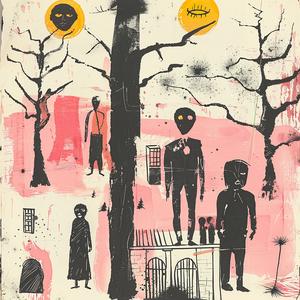 surreal  album  cover  illustration  man  woman  risograph  symbolist  hyper-realistic  screenprinting 1079315