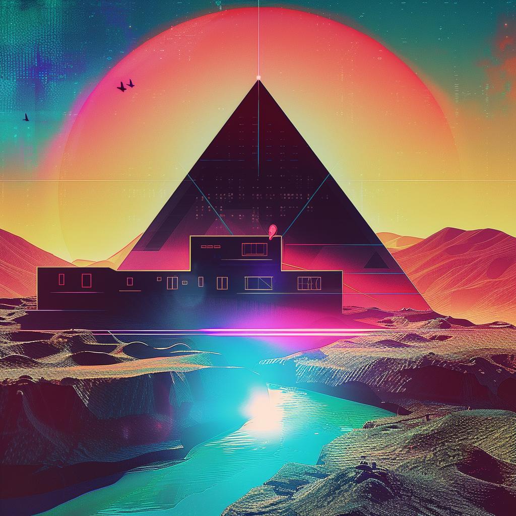 pyramid  sun  bright  symbolic  ancient  radiant  spiritual  landscape  colorful  geometry 967764