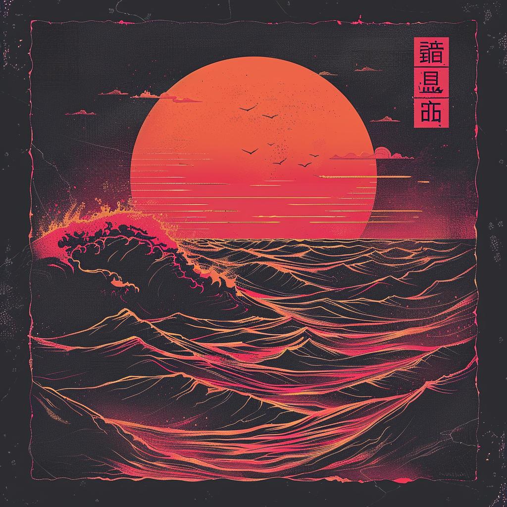 synthwave  Ukiyo-e  minimal  surreal  quantum  pulsar  creative  symbolist  abstract  ocean 916736