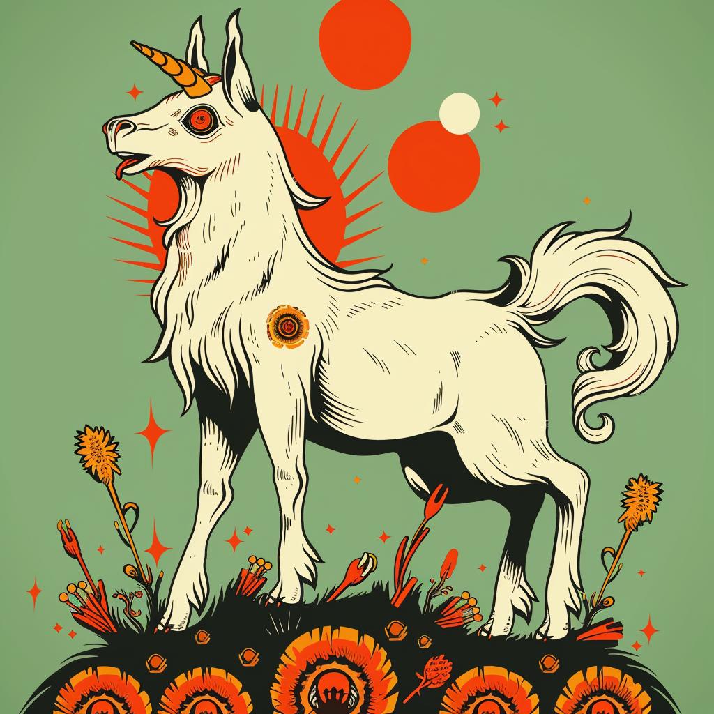 unicorn  flowers  grass  mythical  fantasy  creature  colorful  serene  nature  illustration 941312