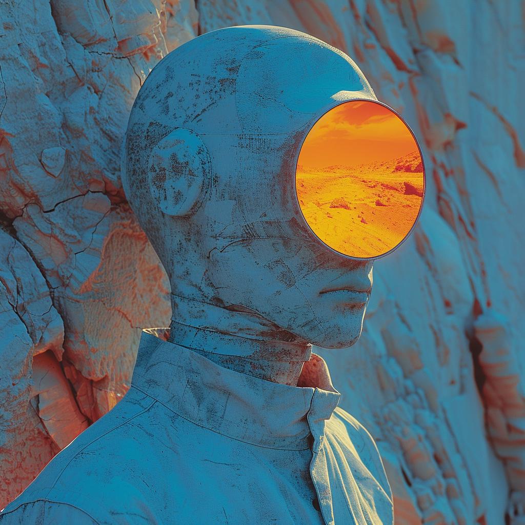 man  mask  red  sun  background  lighting  surreal  art  NYC  photography 1031776