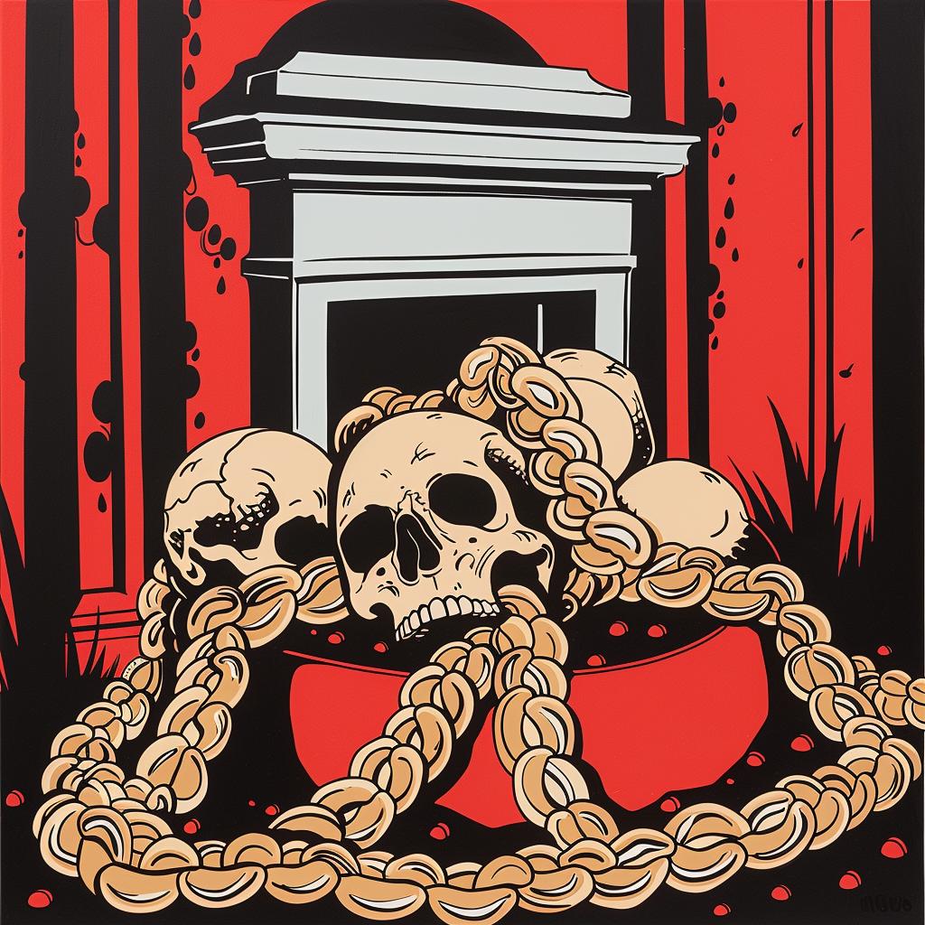 album  poster  skulls  chains  horror  dark  McFarlane  graphic  illustration  red 1024874