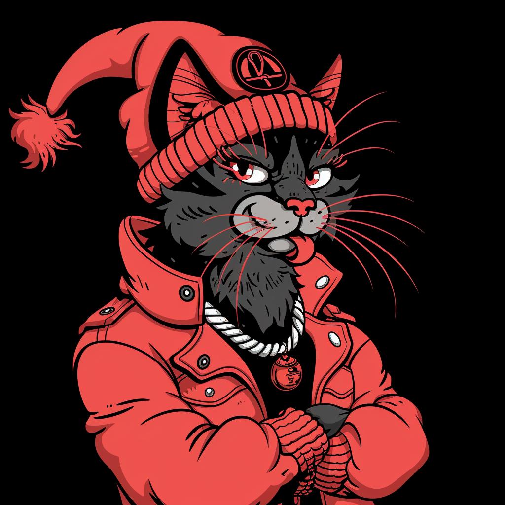 cat  jacket  red  hat  aggressive  streetwise  anthropomorphic  simple  minimal  culture 959162