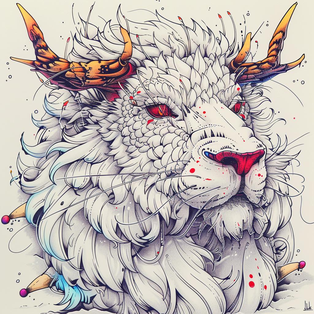 lion  white  horns  mythical  creature  hybrid  fantastical  unique  beast  art 941355