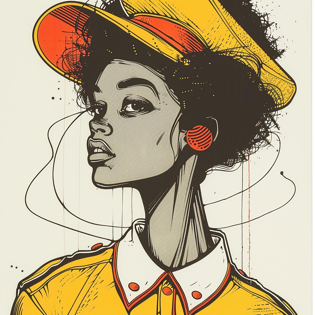 Pop  Art  African-American  model  short-cropped  hat  drawing  Norman  Rockwell  vibrant 938419