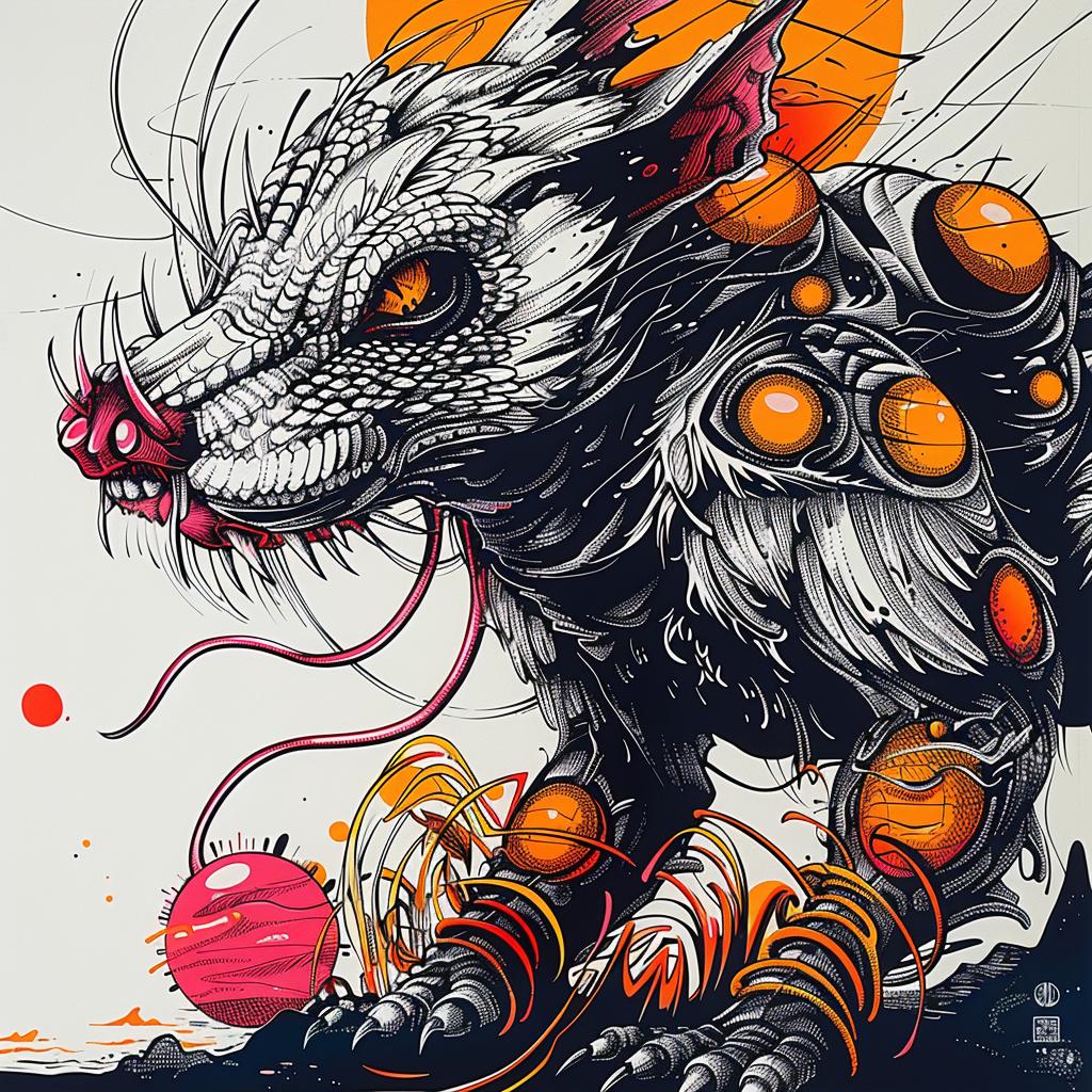 dog  drawing  ball  whimsical  character  illustration  colorful  unique  artwork  cute 948461