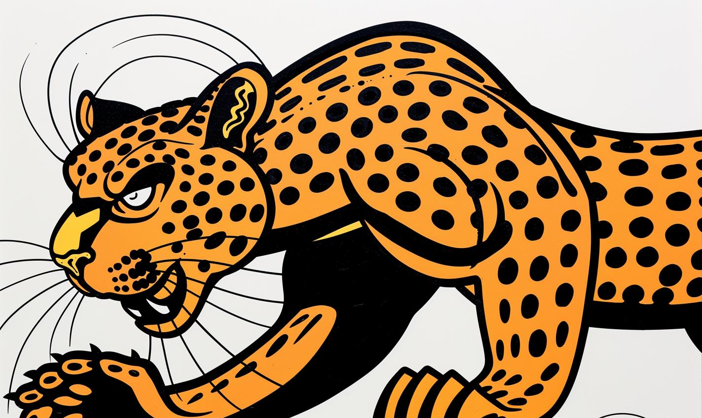 panther  leaping  cartoon  leopard  running  ground  stylized  graphic  art  wildlife 1022110