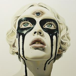 Pop  Art  blonde  model  black  eyes  dripping  paint  Troy  Brooks 1074400