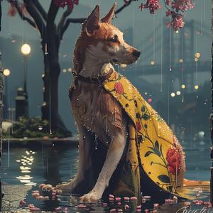 chromolithography  dog  raincoat  bench  tree  colorful  art  illustration  nature  whimsical 1049955