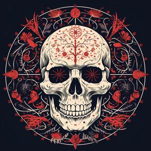 skull  floral  occult  symmetry  minimal  dark  badge  simple  shield  design 1078751