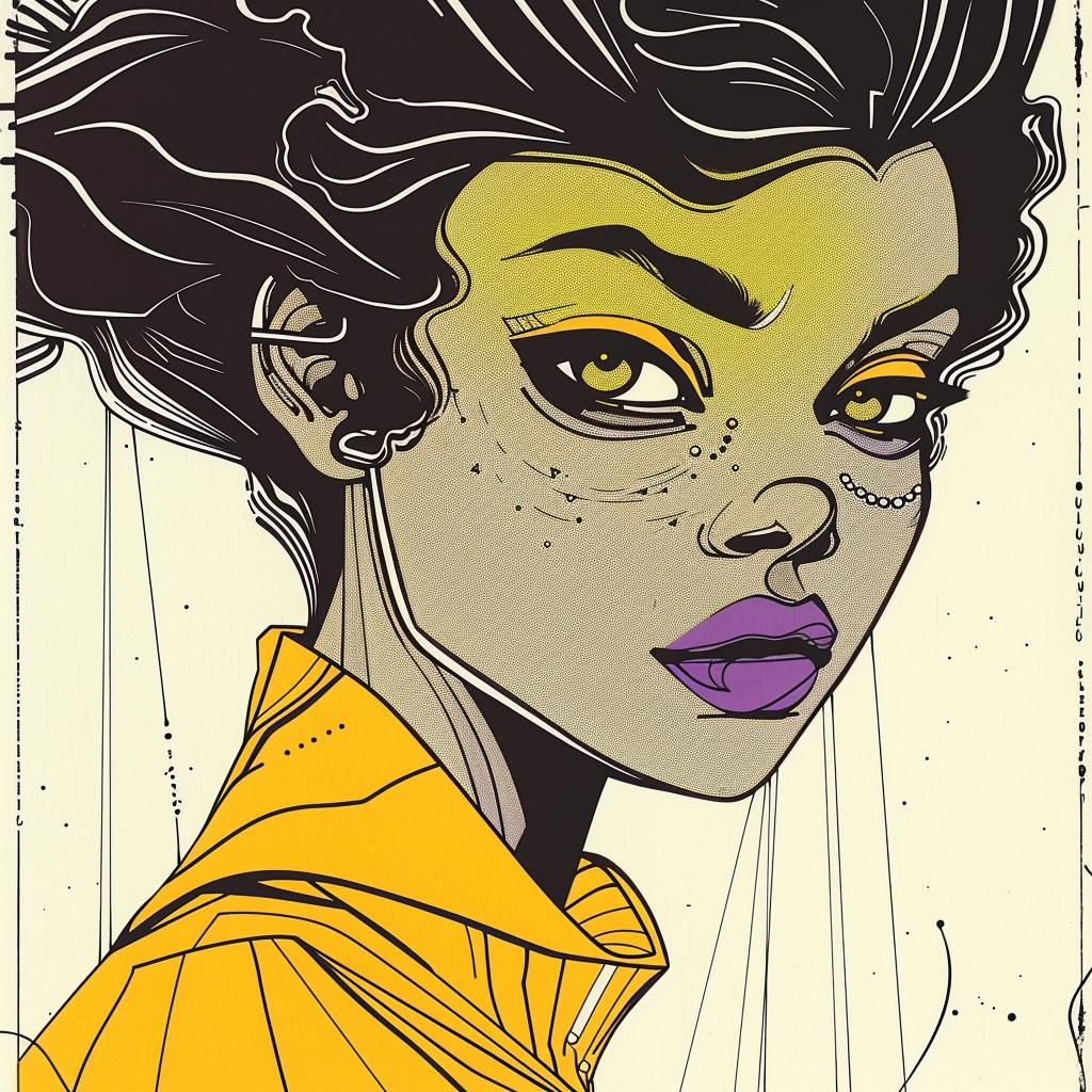 Pop  Art  female  afro  Patrick  Nagel  colorful  portrait  70s  graphic 938164
