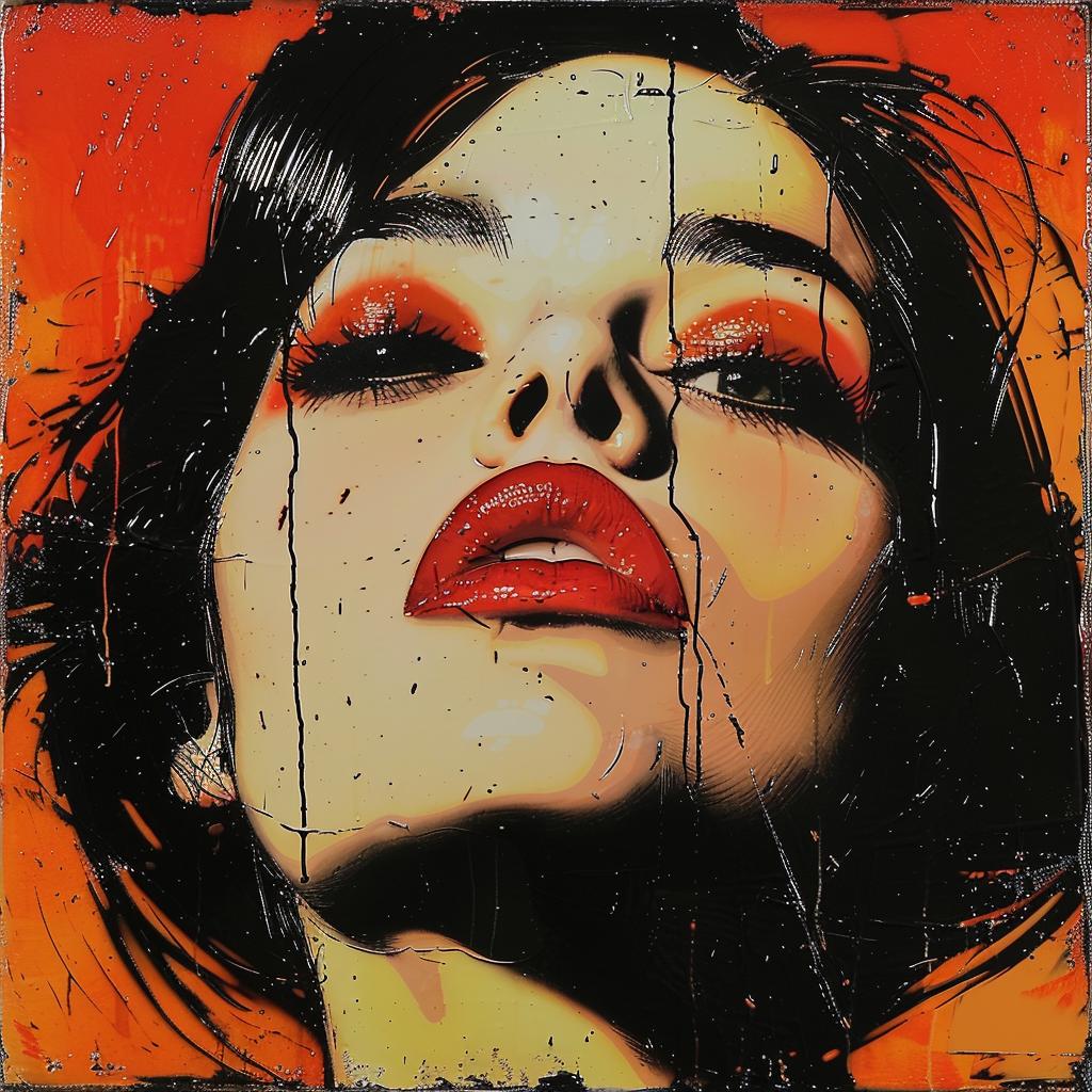 surreal  woman  red  lips  encaustic  screenprinting  Azzopardi  hyper-realistic  creative  album 959972