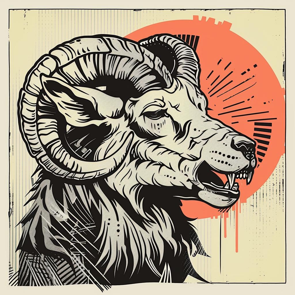 mythical  creature  wolf  sheep  hybrid  grunge  halftone  ram  fantasy  animal 939613