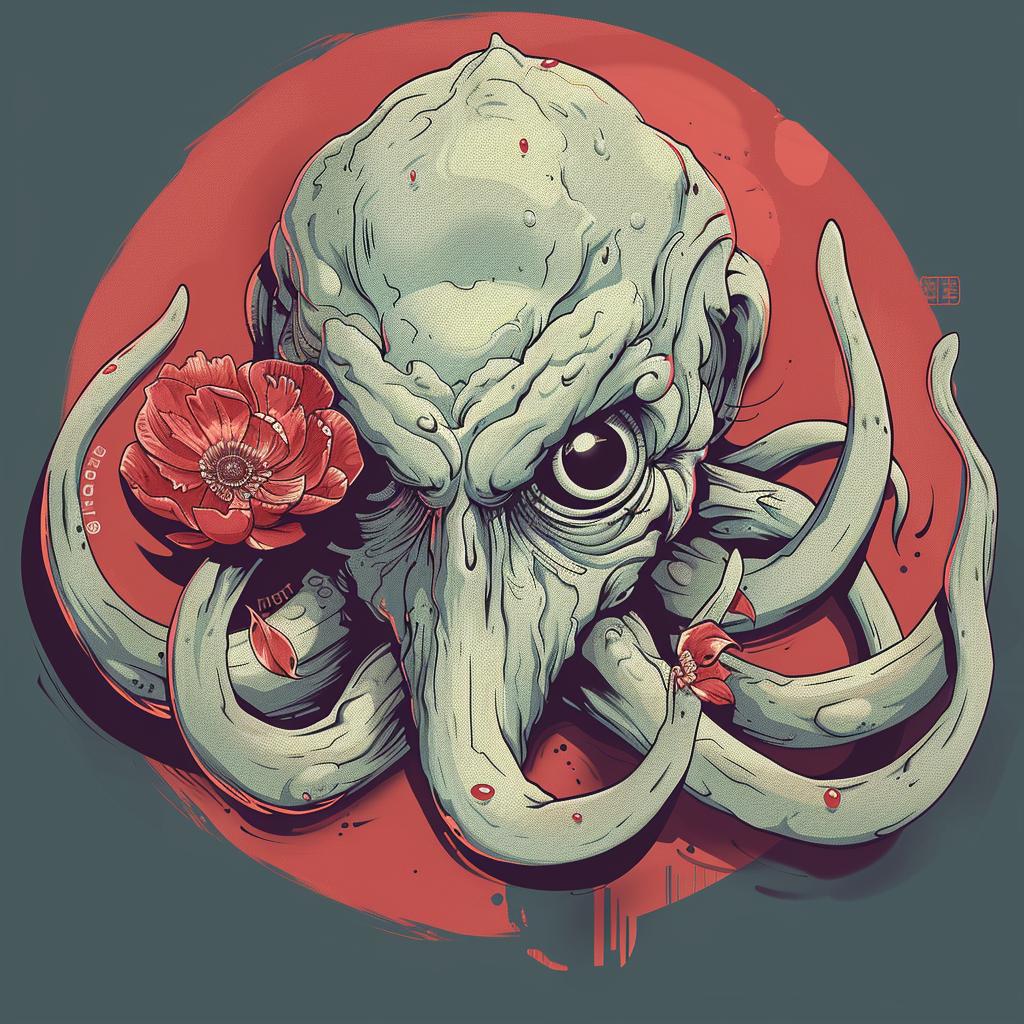 octopus  flower  design  symmetry  minimal  Japanese  badge  floral  dark  arts 941480