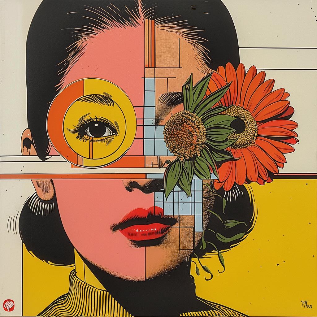 surreal  album  cover  flowerpunk  painting  woman  flowers  Tsukioka  Yoshitoshi  Dick 1020688