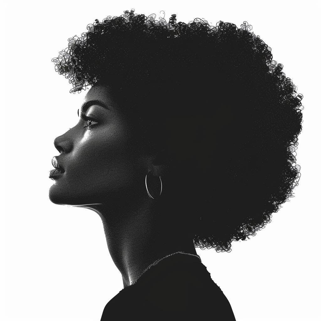 silhouette  AfricanAmerican  woman  afro  detailed  clipart  style  textured  bold  dark 953917