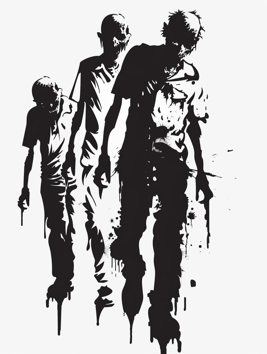 silhouette  zombies  walking  blackwhite  icon  vintage  emblem  svg  vector  linocut 951815