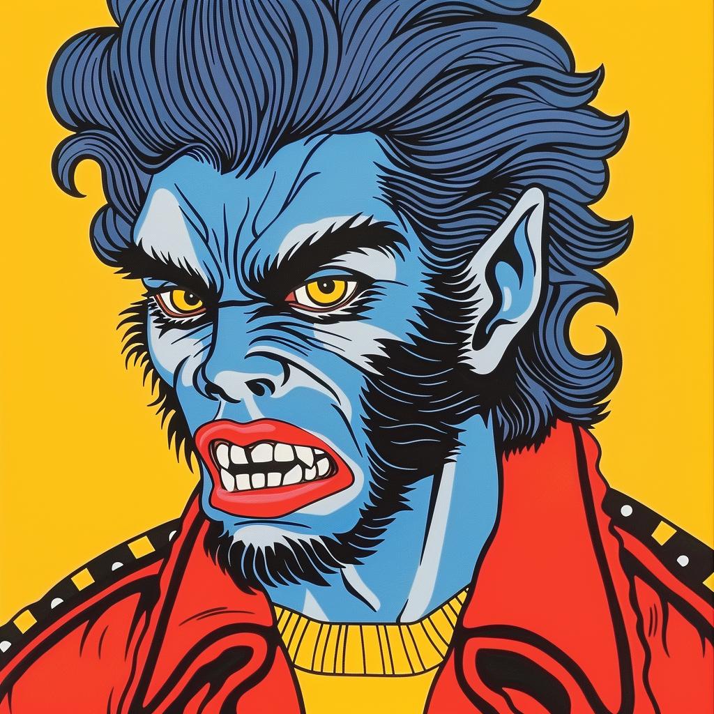 portrait  man  blue  hair  jacket  stylized  graphic  modern  vintage  illustration 973196
