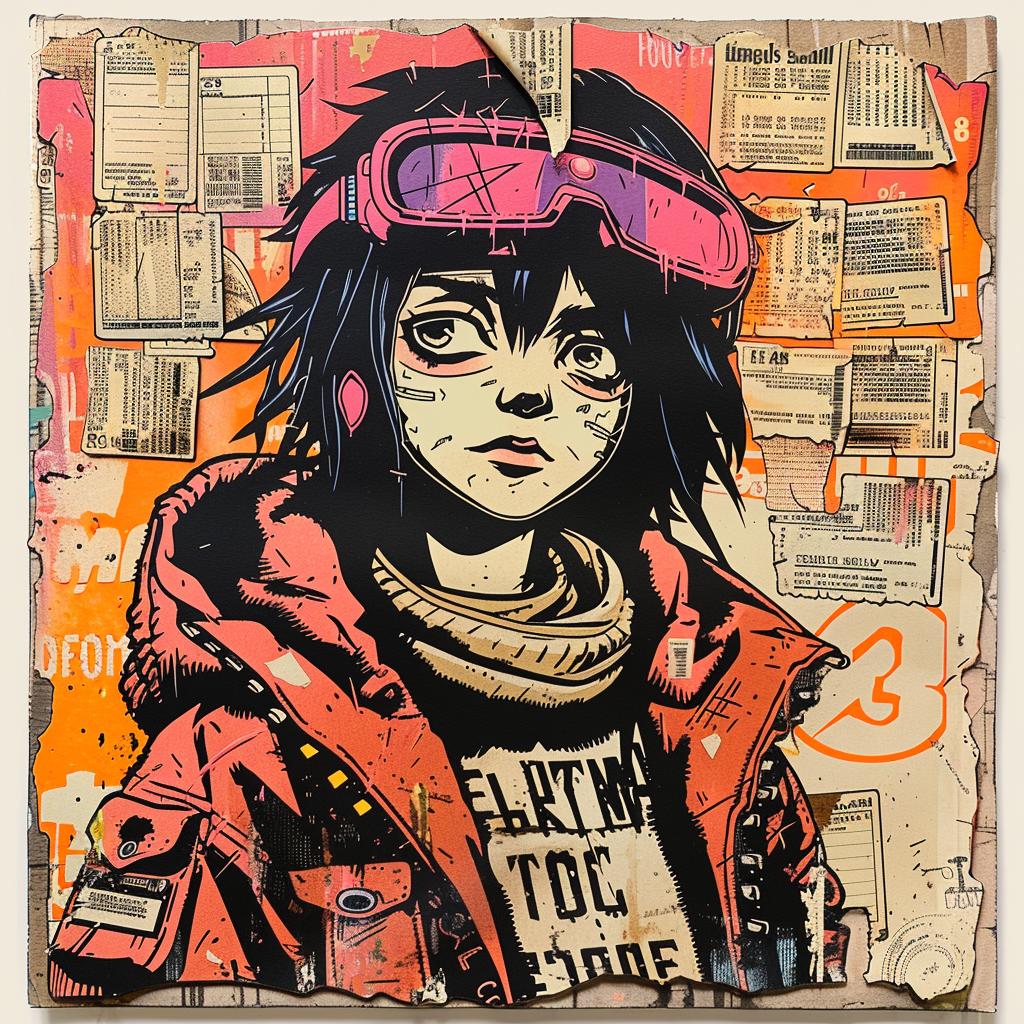 girl  glasses  jacket  FLCL  punk  vintage  japanese  artwork  ephemera  blue 1035847