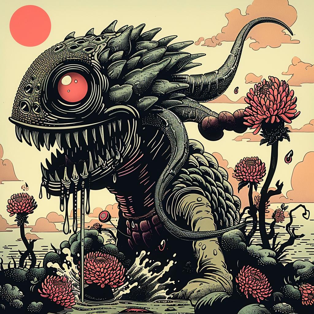monster  field  poster  creature  abstract  vibrant  nature  fantasy  surreal  whimsical 946692
