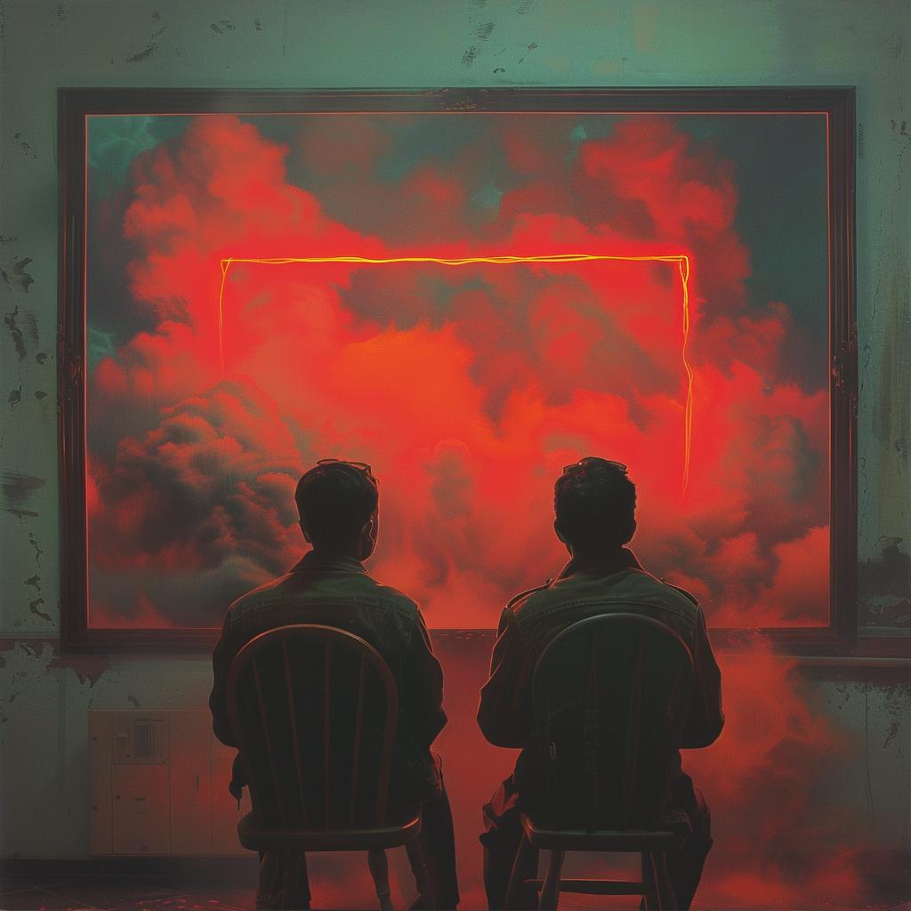 album  cover  neon  surreal  smoke  men  painting  fire  creative  art 976417