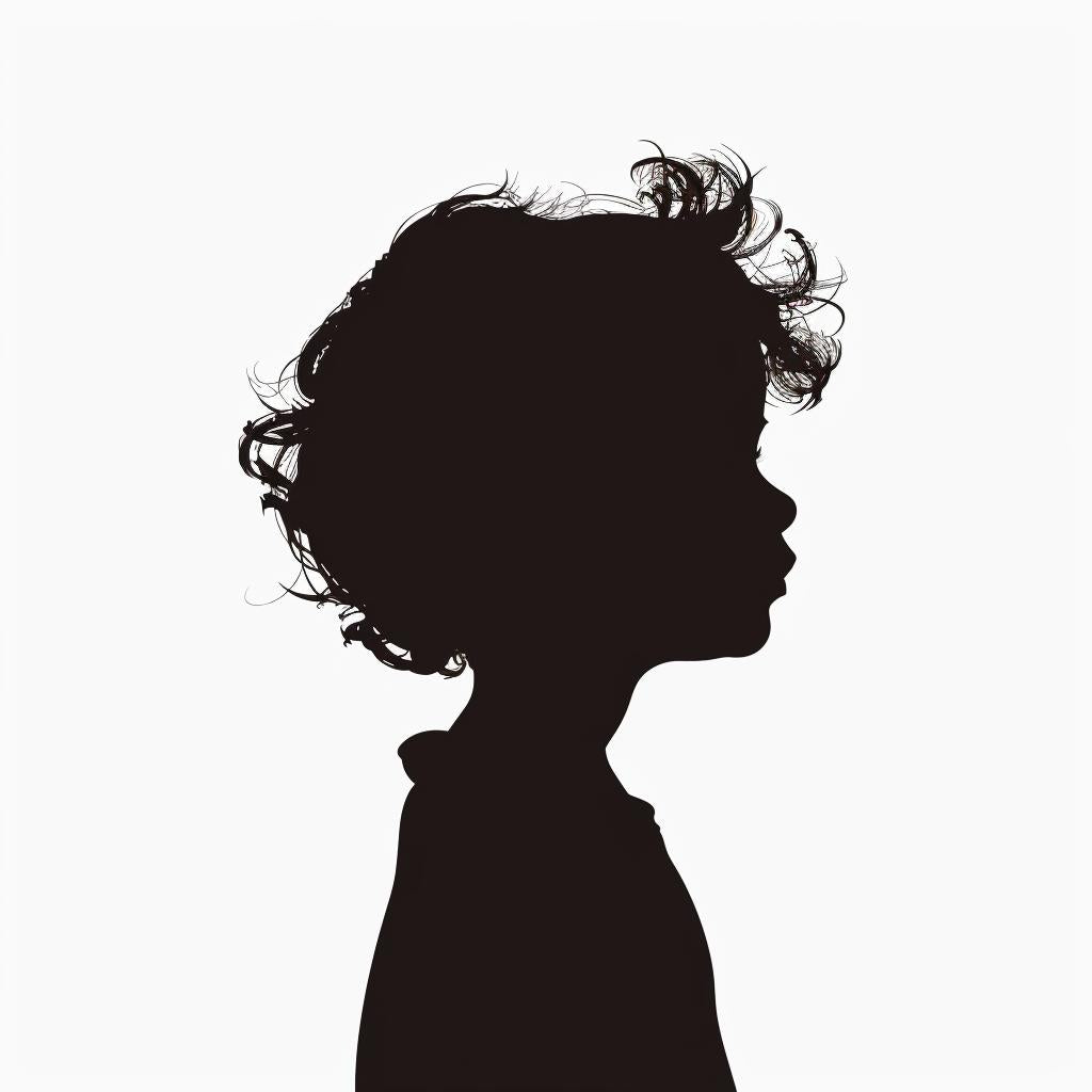 child  vector  silhouette  curly  hair  isolated  clean  background  profile  human 953783