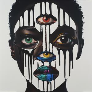 Pop Art  model  four eyes  dripping  makeup  Troy Brooks  portrait  colorful  bold  contemporary 1074528
