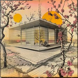 pristine  Mies  Van  der  Rohe  home  book  cover  trees  illustration 1036516
