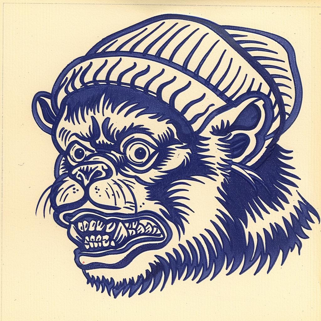 drawing  monkey  hat  streetwise  aggressive  character  animal  minimal  urban  illustration 959504