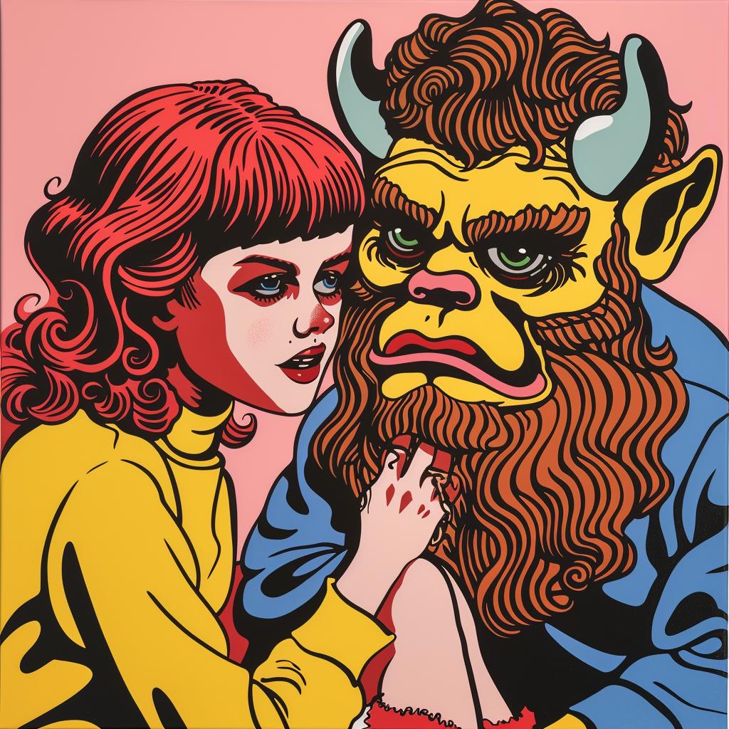 album  cover  painting  woman  man  horns  fantasy  colorful  whimsical  art 1024686