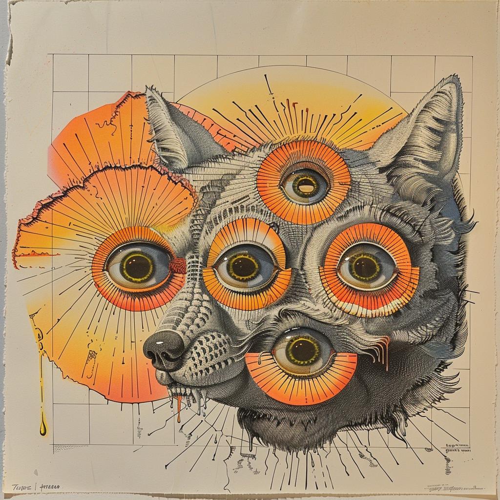 Dada  wolf-man  creature  four-eyes  dripping  eye-makeup  airbrush  Emek  Troy-Brooks  highlights 939392