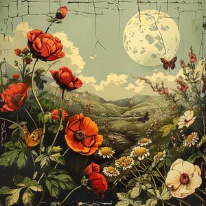 poppies  moon  painting  chromolithography  nature  landscape  red  flower  artwork  atmospheric 1047644