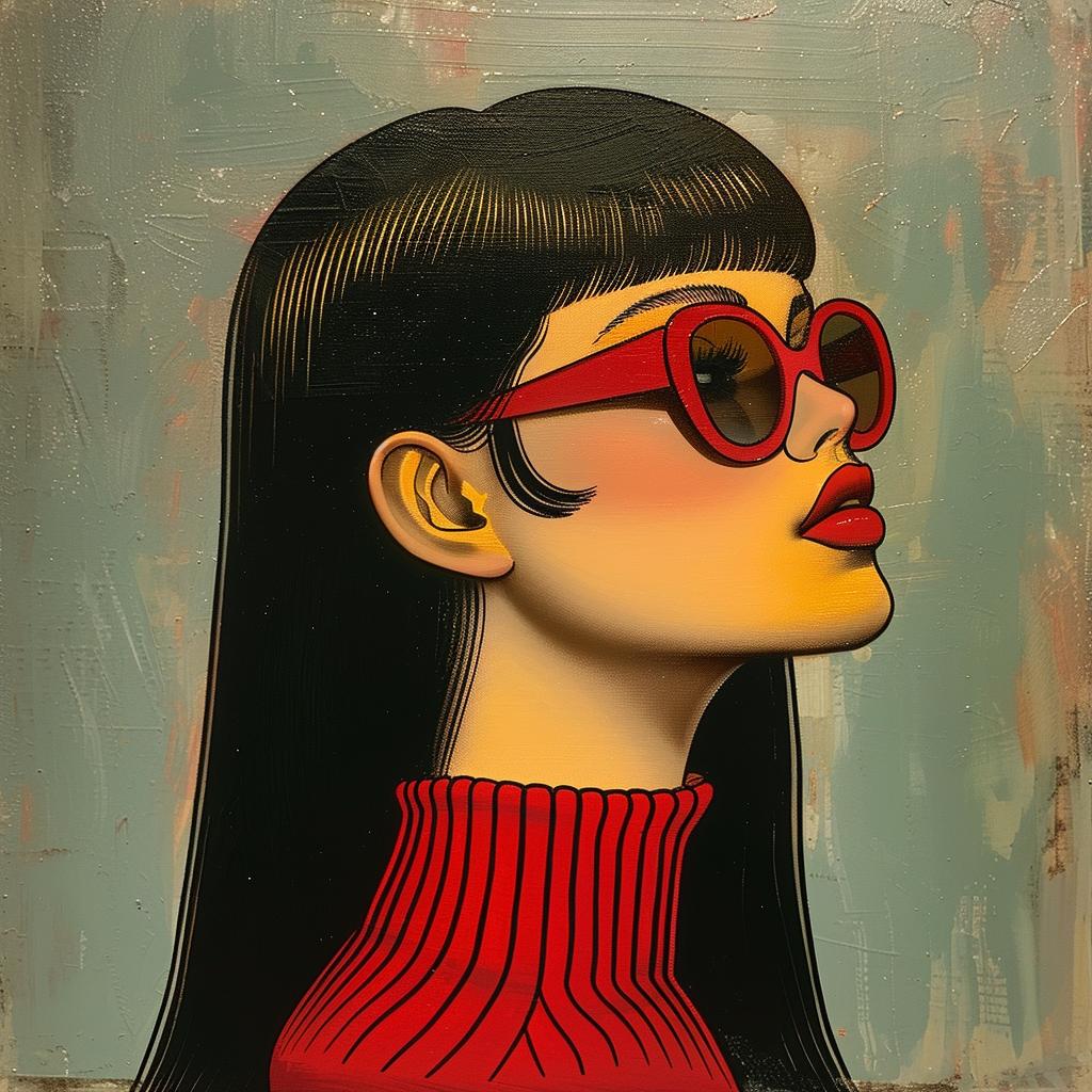 woman  profile  sunglasses  red  sweater  painting  fashion  casual  portrait  accessories 943837