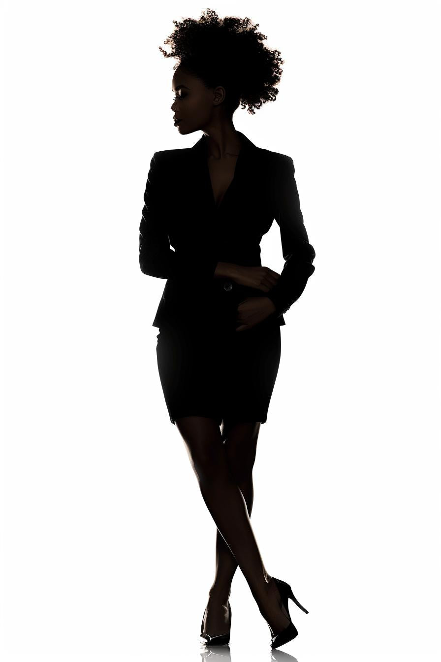 صورة ظلية امرأة أمريكية من أصل أفريقي بملابس عمل، خلفية بيضاء، متجه SVG حديث 954348