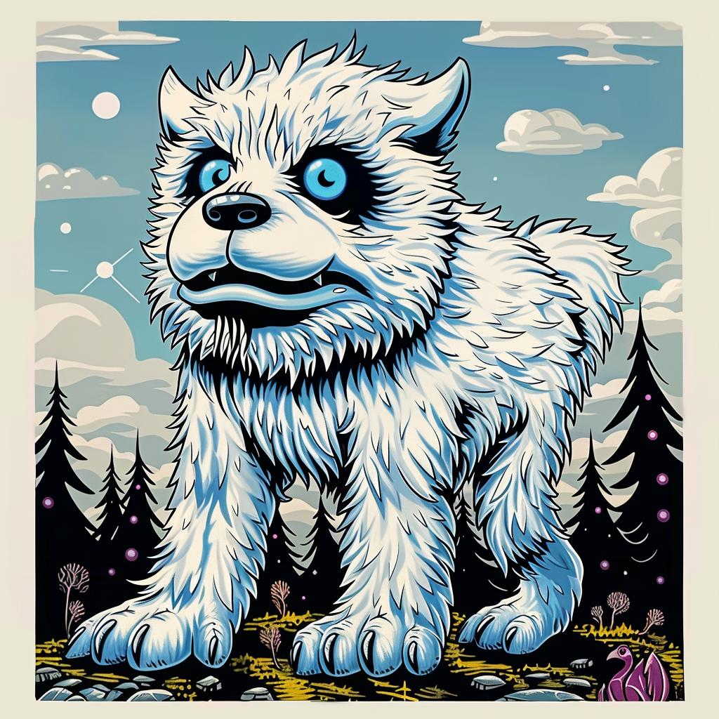 poster  dog  hill  white  animal  illustration  nature  furry  creature  landscape 1032831